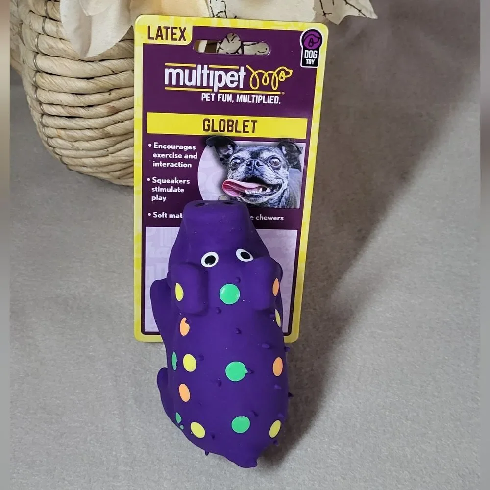 Multipet NWT Mini 4in Latex Pig Polka Dot Globlet Squeaky Dog Toy- 1 Count